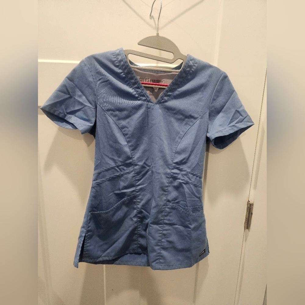 Grey’s Anatomy by Barco Scrub Top XXS Blue V-Neck Medical Uniform Workwear